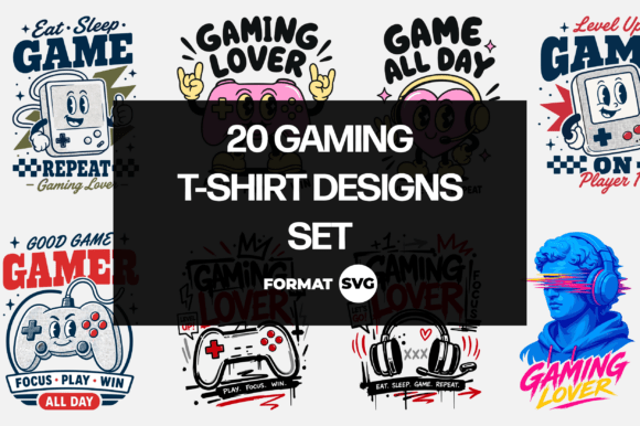 20 Retro Gaming SVGs: Graphics for T-Shirt Designs