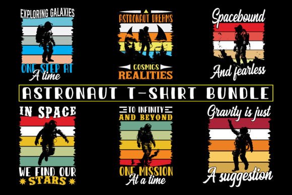 Astronaut T-Shirt Design Bundle Graphics