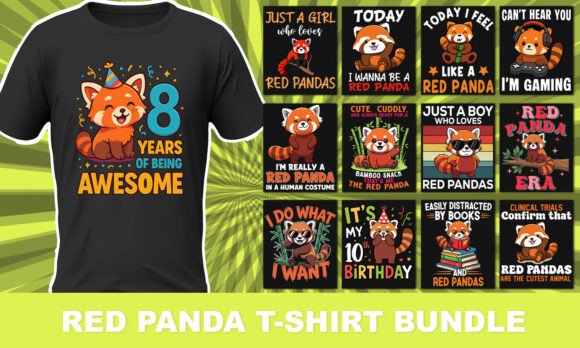 Cute Red Panda Bundle: Graphics & T-Shirt Designs