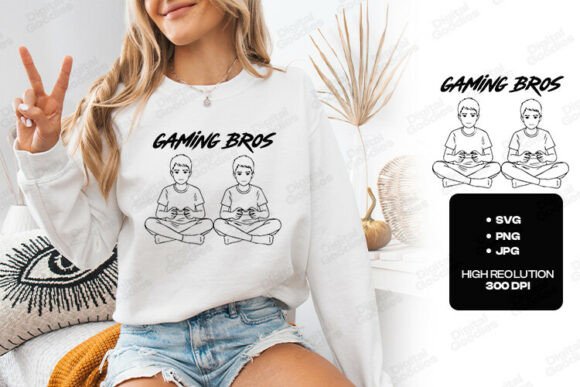 Gaming Bros Line Art for Graphics and T-Shirt Designs