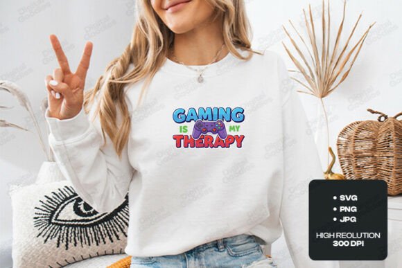 Gaming is My Therapy Cute Controller Graphics & T-Shirt Designs