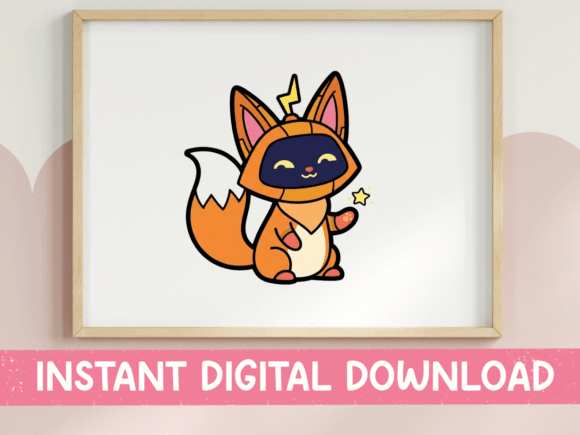 Kawaii Fox Robot Sticker for Graphics & T-Shirt Designs