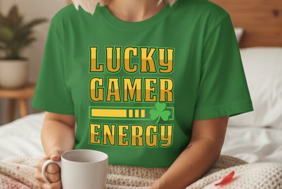 Lucky Gamer Energy Festive Gaming Tee Graphics