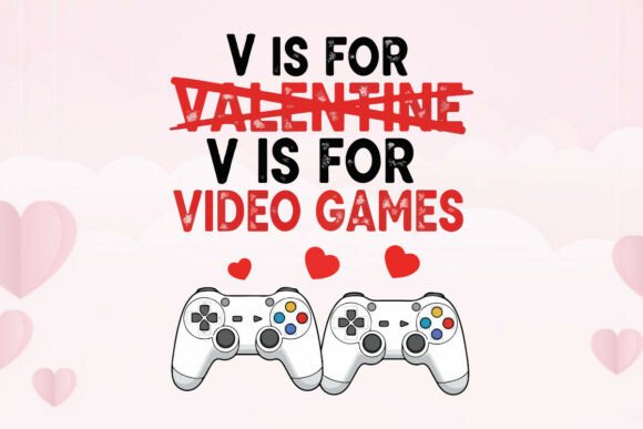 Retro V is for Video Games: Graphics & T-Shirt Designs